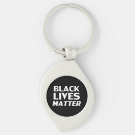 Black Lives Matter svartvit modern typografi Swirl Silverfärgad Nyckelring