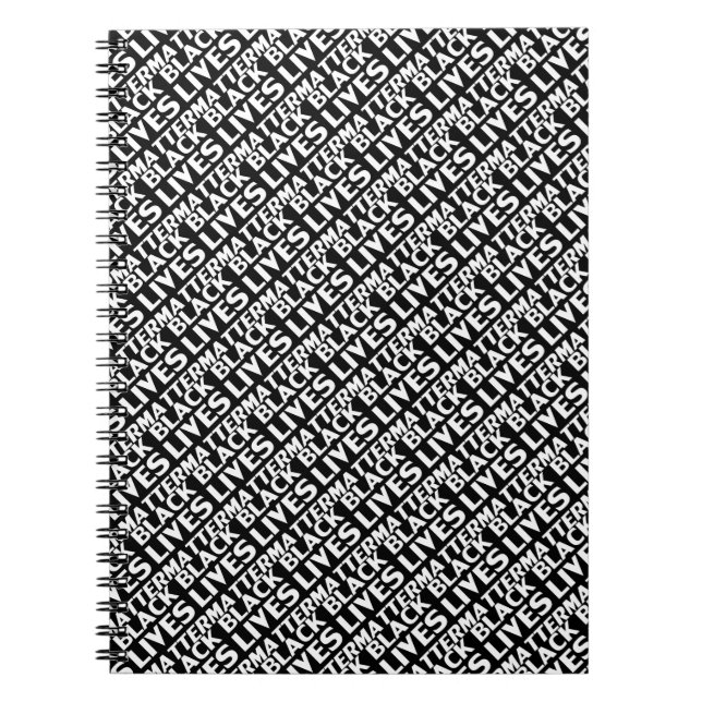 Black Lives Matter svartvit typografi mönster Anteckningsbok (Framsidan)