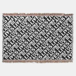 Black Lives Matter svartvit typografi mönster Filt