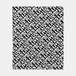 Black Lives Matter svartvit typografi mönster Fleecefilt