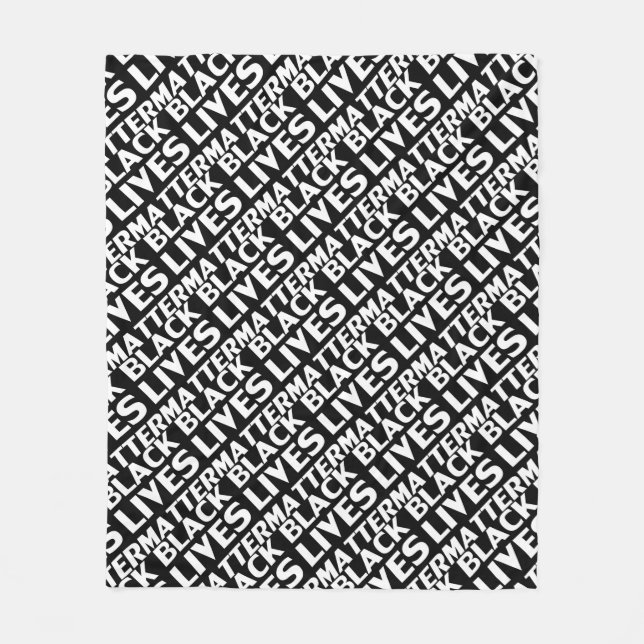 Black Lives Matter svartvit typografi mönster Fleecefilt (Framsidan)