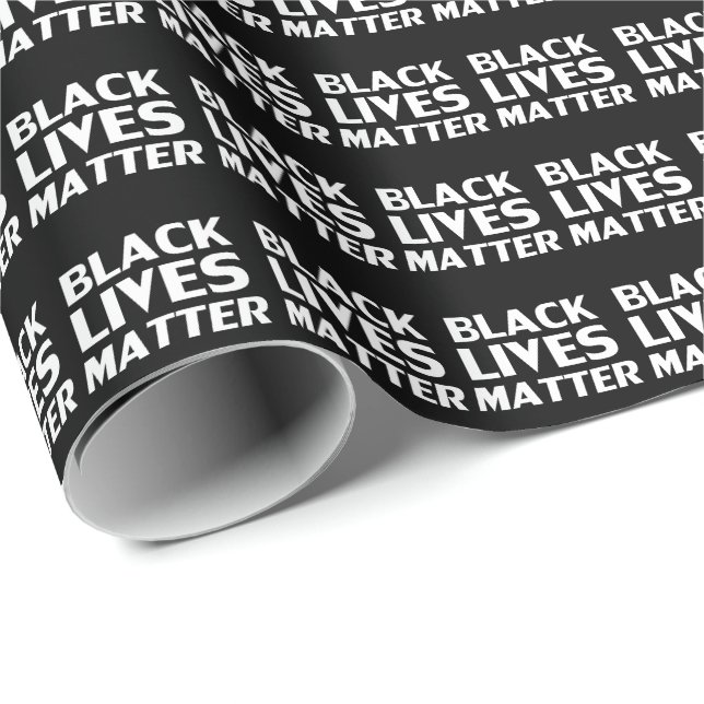 Black Lives Matter svartvit typografi mönster Presentpapper (Rullad Hörn)