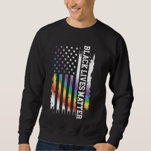 Black Lives Matter United Stater Rainbow w US Flag Lång Ärmad Tröja