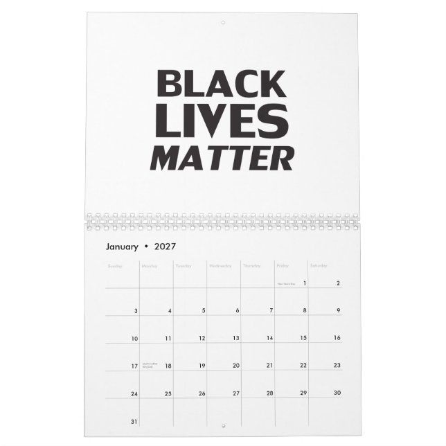 Black Lives Matter vit svart modern typografi Kalender (Jan 2027)
