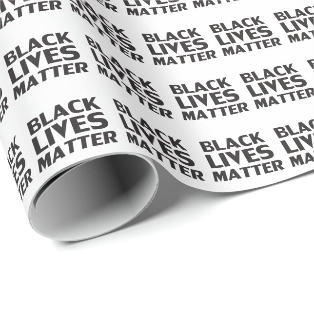 Black Lives Matter white svart typografi mönster Presentpapper (Rullad Hörn)