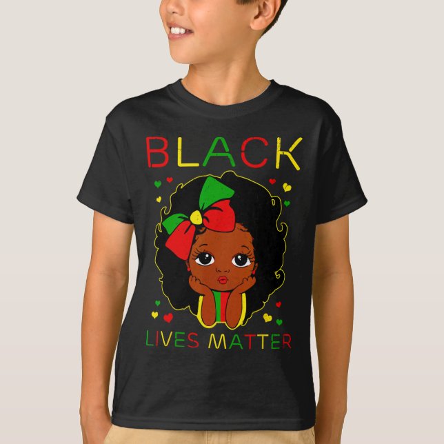 Black Lives Problem Little Melanin Princess Black T Shirt (Framsida)