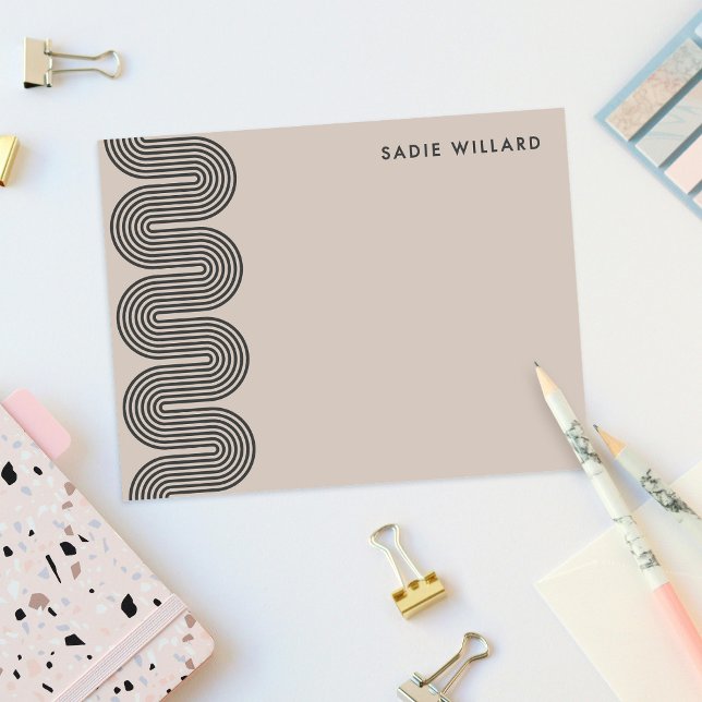Black Lombard Wavy Lines Modern Stationery Card Anteckningskort (Skapare uppladdad)