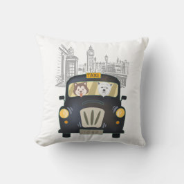 Black London Taxi Cab driven av Hundar Pillow Kudde