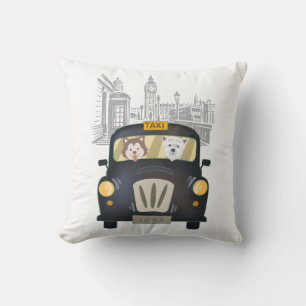 Black London Taxi Cab driven av Hundar Pillow Kudde