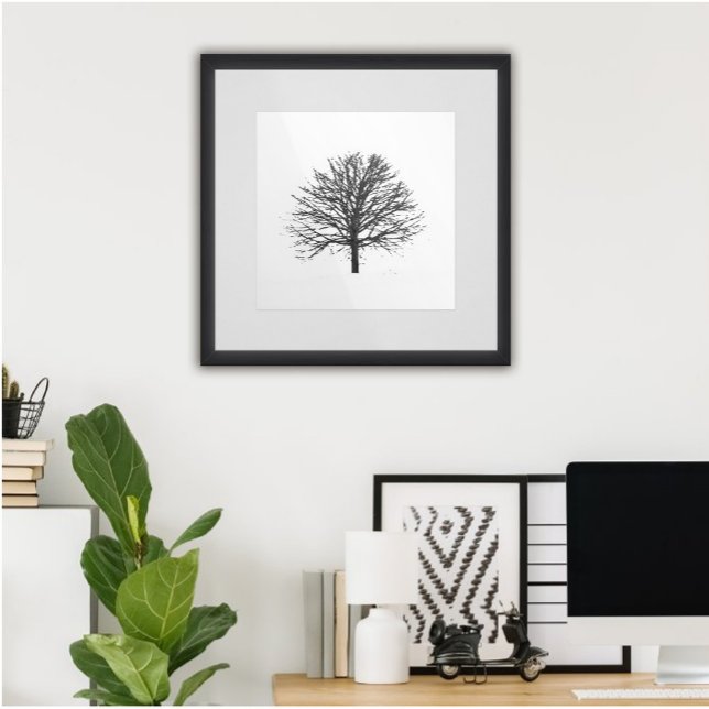 Black Lone Leafless Träd på vinter Poster (#zazzlemade #treewallart #wintertree #leaflesstree #blacktree #treeartforwall#treeautumn#baretree )