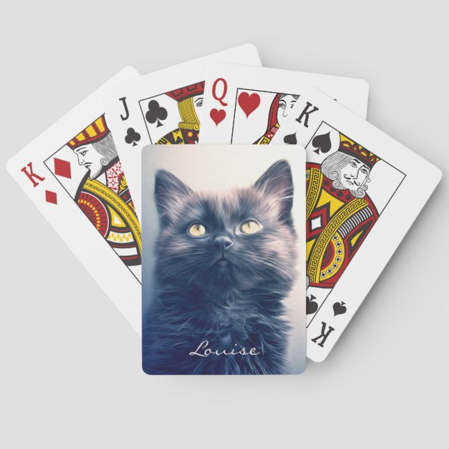 Black Long Hair Kitten Casinokort (Baksidan)