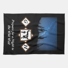 Black Longhorn Bull Skull Silhouette Monogram Phot Kökshandduk