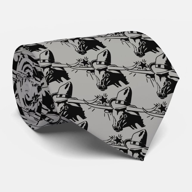 Black Longhorn Steer med Cowboy Hat Slips (Rullad)