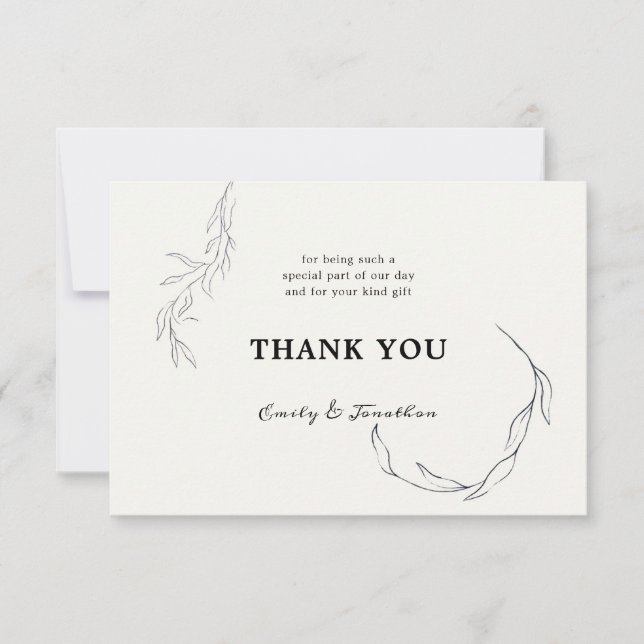 Black Löv Benvita Bröllop Tack Photo Kort (Framsida)