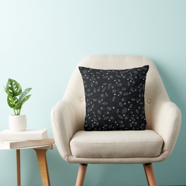 Black Löv Mönster Pillow Kudde (Stol)