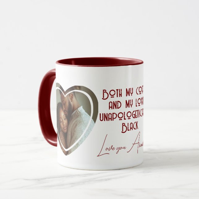 Black Love Quote I Custom Heart Shaped Photo Red Mugg (Framsida vänster)