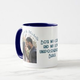 Black Love Quote I Custom Photo and Names Blue Mugg
