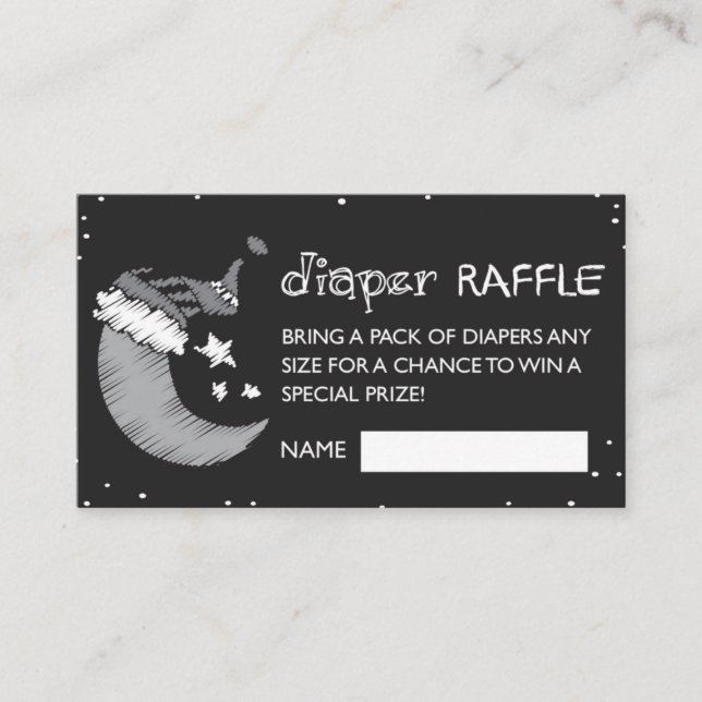 Black Loved to Måne and Back Diaper Raffle Visitkort (Framsida)