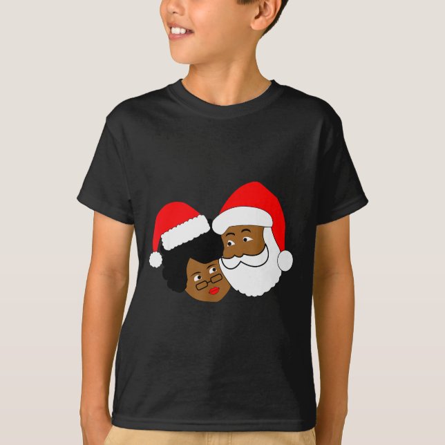 Black Loving Santa Claus And Mrs. Claus Ethnic Chr T Shirt (Framsida)