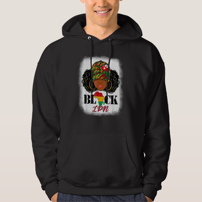 Black Lpn Nurse Messy Bun Pride African Black Hist Hoodie (Framsida)