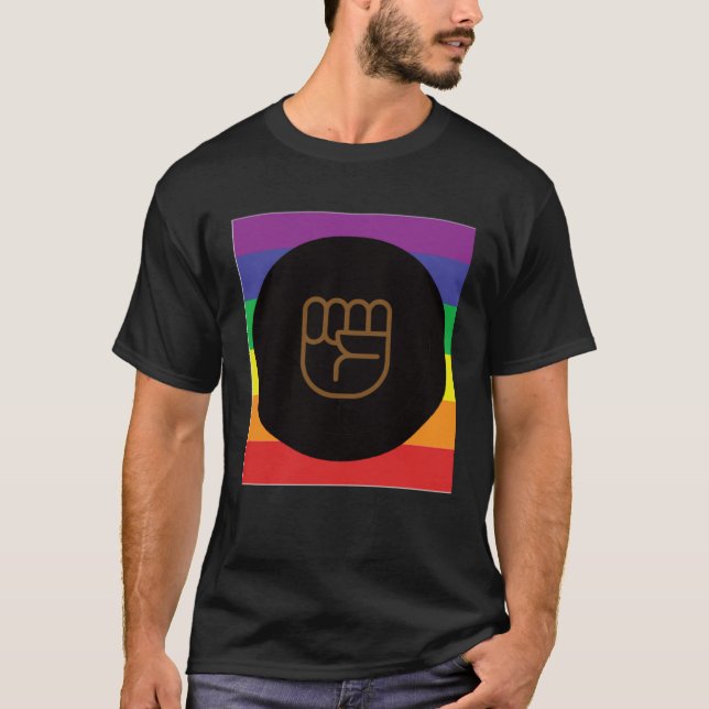 Black LQBTQIA+ Love Wins Rainbow Love Wins Resist  T Shirt (Framsida)