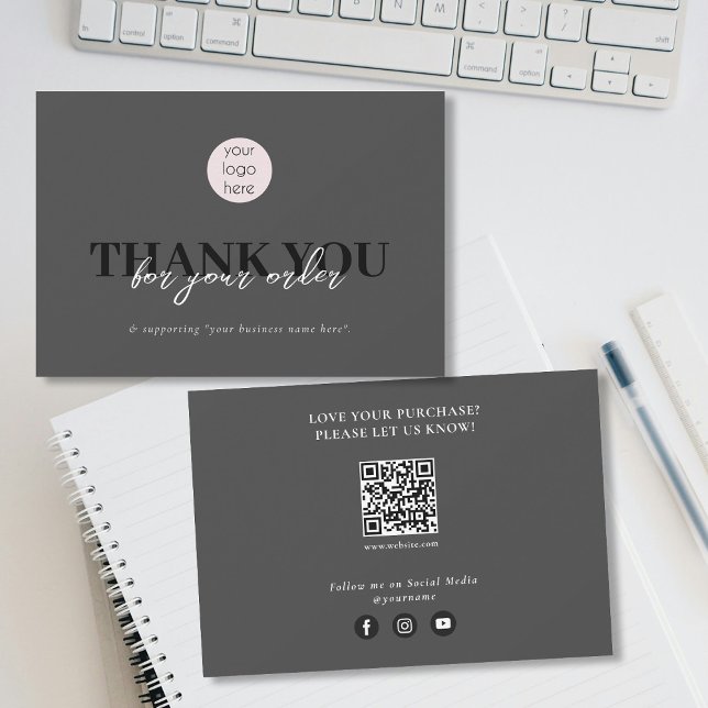 Black Luxury Business Logotyp Social Media Tack Kort (Black Luxury Business Thank You Logo Social Media)