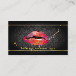 Black Luxury Golden Colorful Läppar Makeup Artist Visitkort