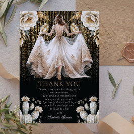 Black Luxury Ivory & Guld Quinceañera Tack Inbjudningar