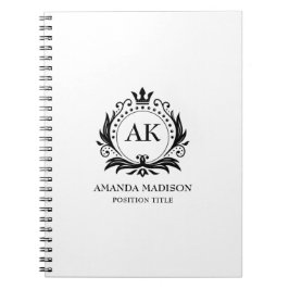 Black Luxury Krona Monogram Anteckningsbok