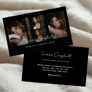 Black Luxury Photo Collage Beauty Professionell Visitkort