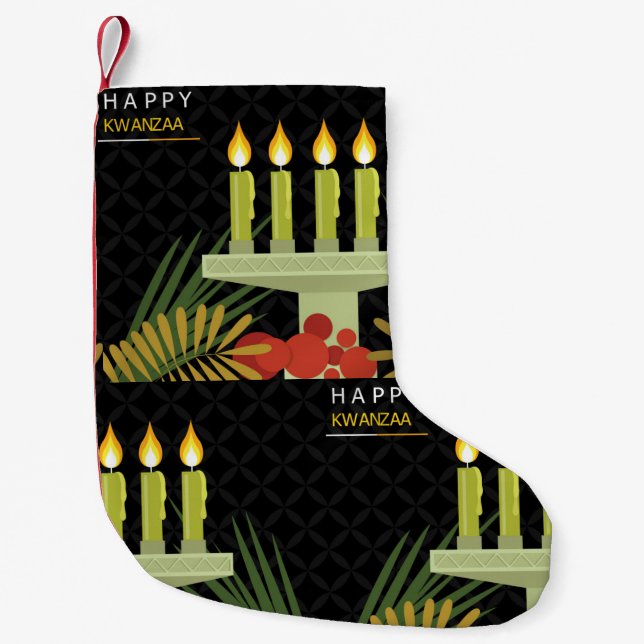 Black lycklig kwanzaa christmas-strumpor liten julstrumpa (Framsidan)