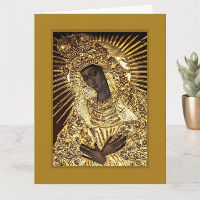 BLACK MADONNA i Golden Riza Oklad Revetment Kort (Liten växt)