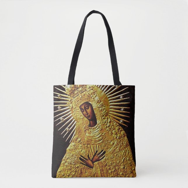 Black Madonna i Guld Fine Art Fabric Bag Tygkasse (Framsida)