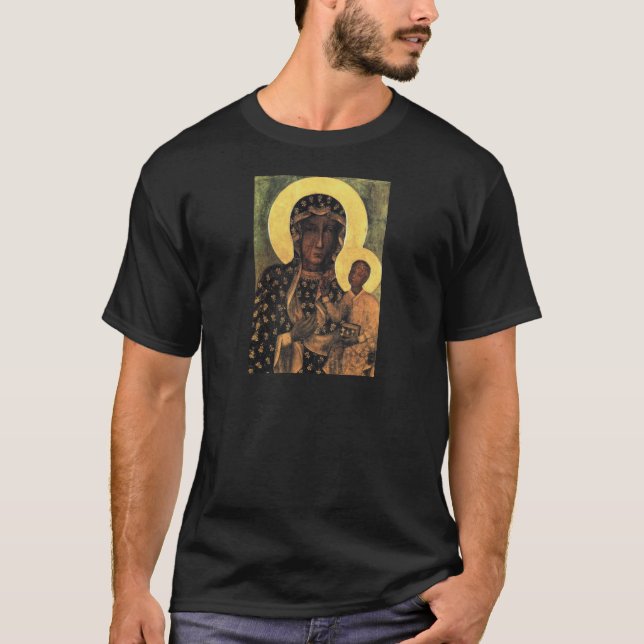 Black Madonna Polen Vår Dam i Czestochowa-utskrift Tee Shirt (Framsida)