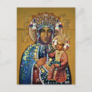 Black Madonna Virgin Mary Catholdest Prayer Vykort