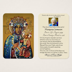 Black Madonna Virgin Mary Catholique Funeral Praye Visitkort