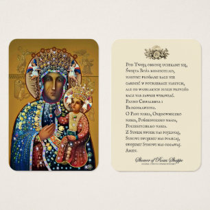 Black Madonna Virgin Mary Catholpolsk Prayer Visitkort