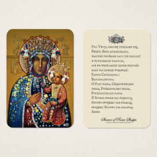 Black Madonna Virgin Mary Catholpolsk Prayer Visitkort
