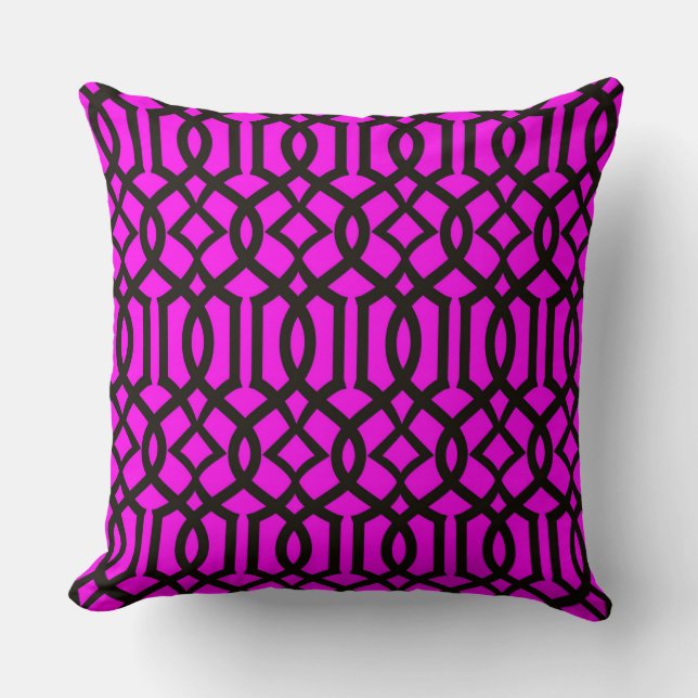 Black Magenta Moroccan Trellis Decor Pillow Kudde (Framsida)