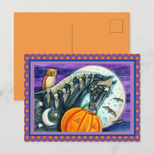BLACK MAGIC HORSE, UGGLA, JACK O LANTERN och DÖSKA Helg Vykort