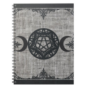 Black Magic Triple Måne Pentagram Vintage Wiccan Anteckningsbok