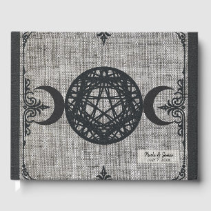 Black Magic Triple Måne Pentagram Vintage Wiccan Gästböcker