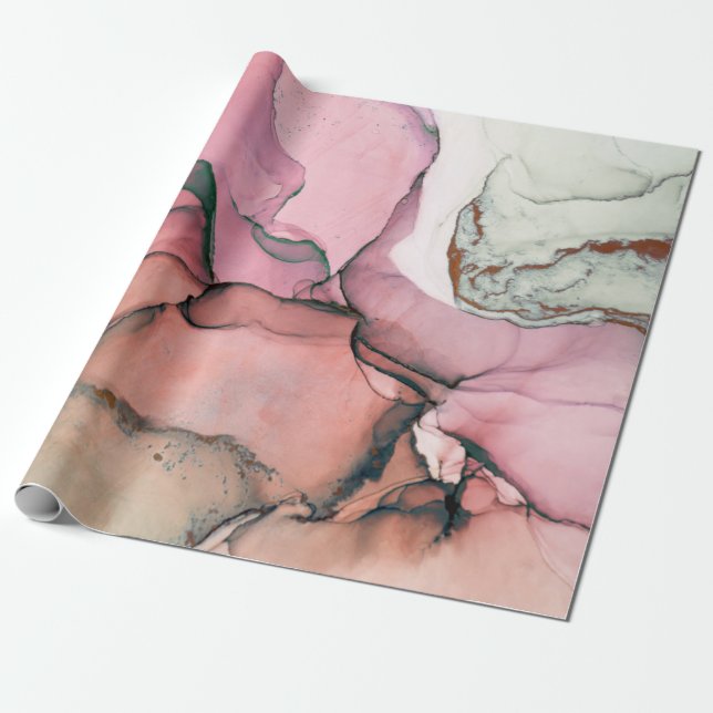 Bläck, måla, abstrakt. Färdigställande av målninge Presentpapper (Utrullad)