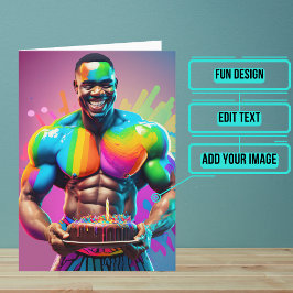 Black Male Bodybuilding der Gay Birthday Kort