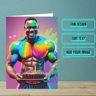 Black Male Bodybuilding der Gay Birthday Kort