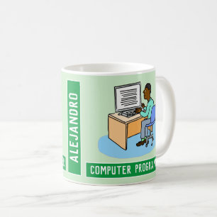 Black Male Computer Programmer med Namn. Kaffemugg