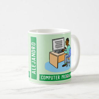 Black Male Computer Programmer med Namn. Kaffemugg