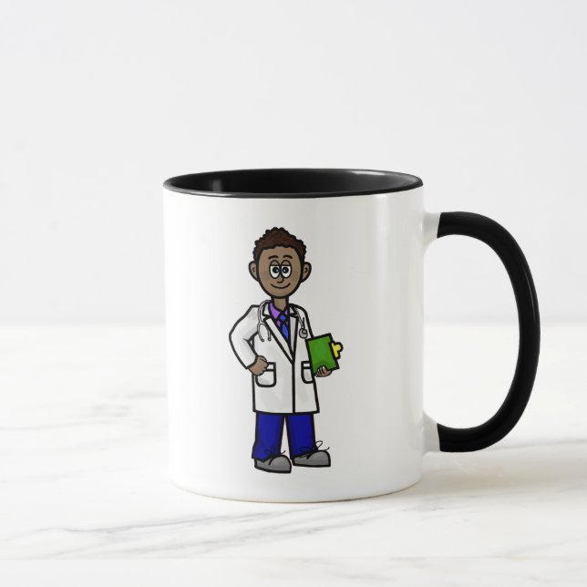 Black Male Doktor Holding Clip Board Mugg (Höger)