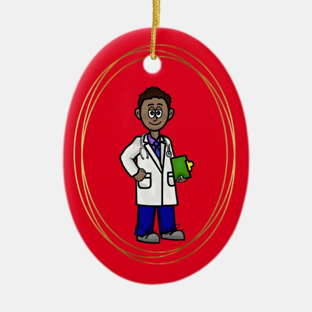 Black Male Doktor jul Ornament (Framsidan)
