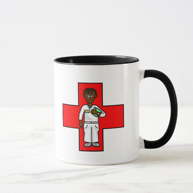 Black Male Nurse Mugg personalize Namn (Höger)